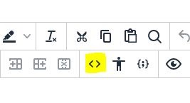 Blackboard HTML editor source code button